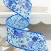 Decorator's Warehouse 2.5” x 10 Yard Blue Spring Floral Ribbon > Easter Decor|Easter Decor