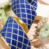 Decorator's Warehouse 4" x 10 Yard Blue Velvet with Gold Diamond Pattern Ribbon > Christmas Ribbon|Christmas Decor