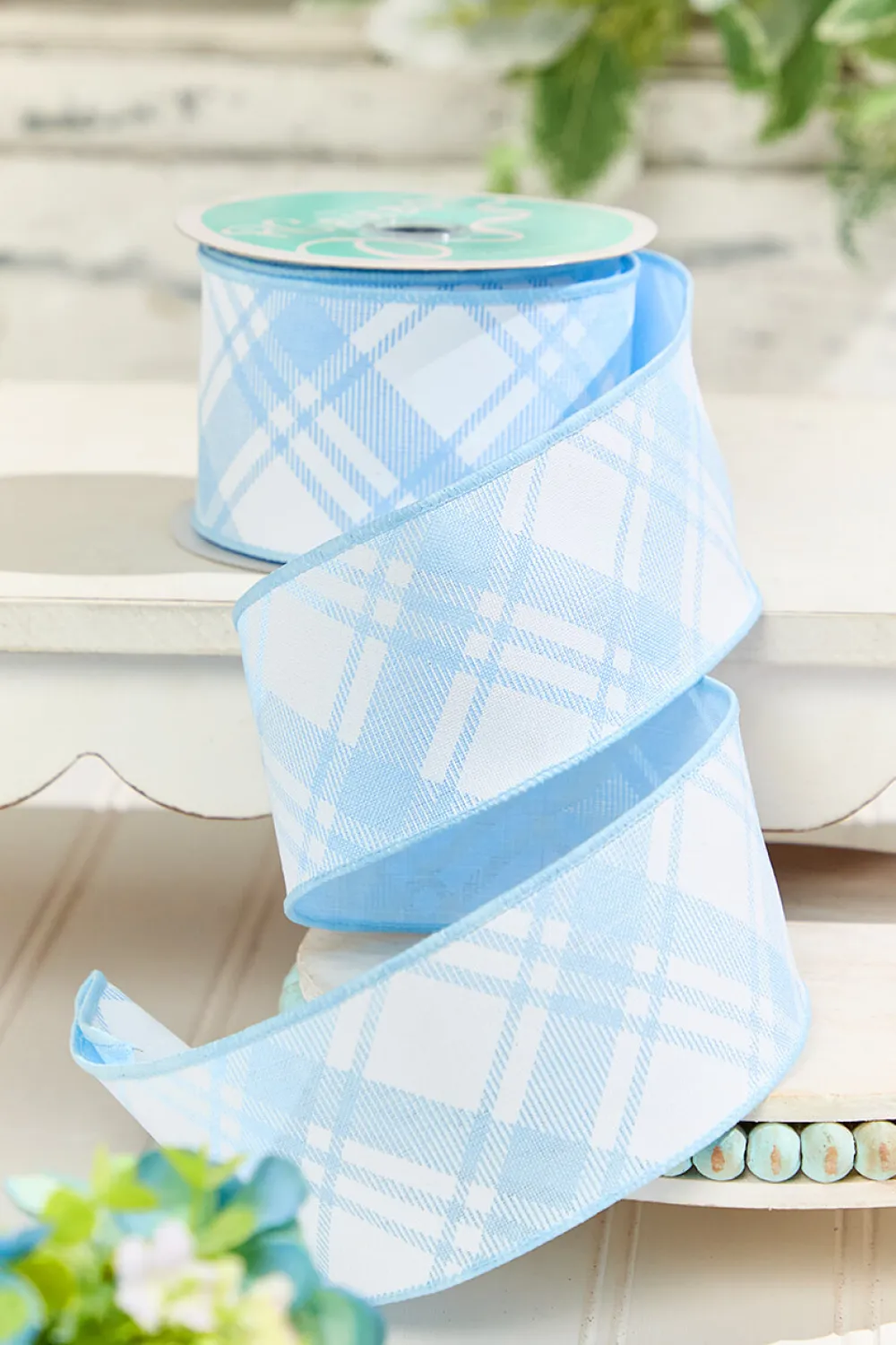 Decorator's Warehouse 2.5" x 10 Yard Blue & White Plaid Ribbon > Easter Decor|Easter Decor