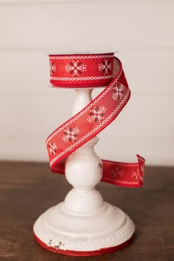 Decorator's Warehouse 1.5" x 10 Yard Christmas Red Cross Stitch Ribbon > Christmas Ribbon|Farmhouse