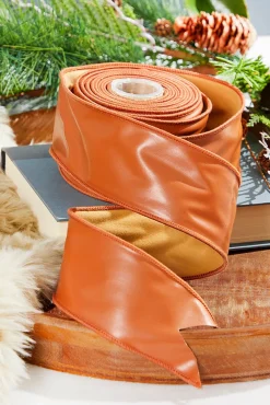 Decorator's Warehouse 2.5" x 10 Yard Cognac Faux Leather Ribbon > Winter Woodland|Christmas Decor