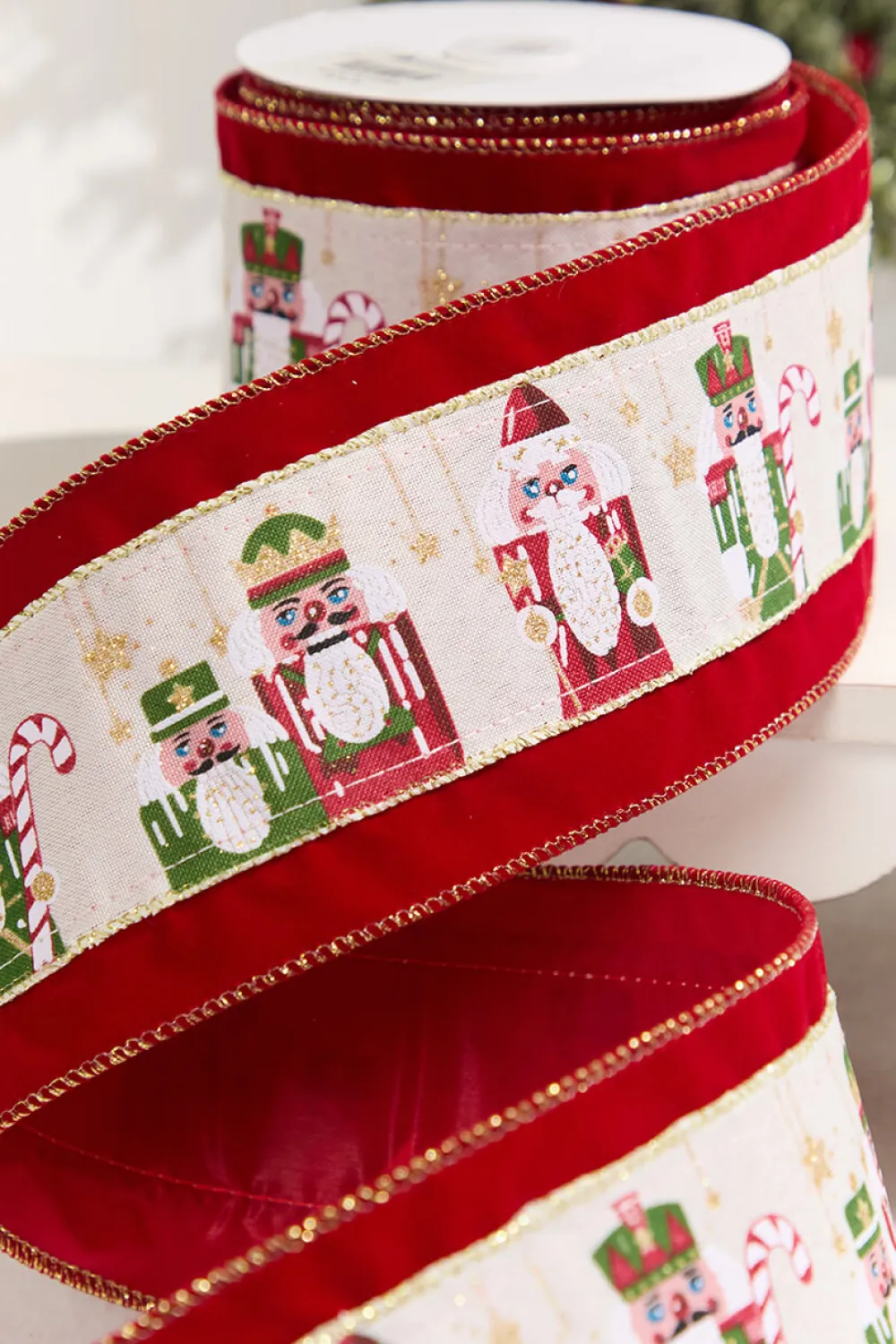 Decorator's Warehouse 4" x 10 Yard Dark Red Nutcracker Velvet Ribbon > Christmas Ribbon|Nutcracker