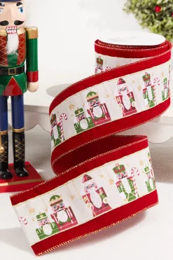 Decorator's Warehouse 4" x 10 Yard Dark Red Nutcracker Velvet Ribbon > Christmas Ribbon|Nutcracker