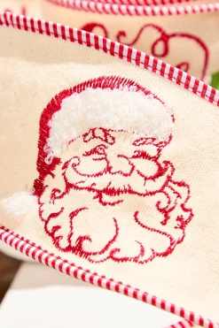 Decorator's Warehouse 4" x 5 Yard Embroidered Santa Face/Believe Ribbon > Christmas Ribbon|Christmas Decor