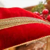 Decorator's Warehouse 4” x 5 Yard Gold Braid Trim Velvet Gold Back Wired Ribbon - Red/Gold > Christmas Ribbon|Nutcracker