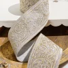 Decorator's Warehouse 4" x 5 Yard Gold Embroidered Silver Velvet Ribbon > Christmas Ribbon|Christmas Decor