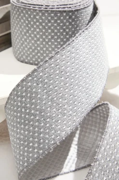 Decorator's Warehouse 4” x 10 Yard Gray Woven Dot Knitted Ribbon > Christmas Ribbon|Christmas Sale
