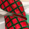 Decorator's Warehouse 4" x 5 Yard Green Diamond Red Velvet Ribbon > Christmas Decor|Christmas Ribbon