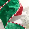 Decorator's Warehouse 4" x 10 Yard Green Dupioni with Red & White Piping Ribbon > Christmas Decor|Christmas Ribbon