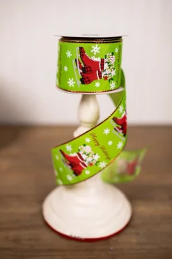 Decorator's Warehouse 2.5” x 10 Yard Green Happy Holidays Christmas Ribbon > Christmas Ribbon|Christmas Decor