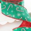 Decorator's Warehouse 4" x 10 Yard Green/Red Candy Cane Jacquard Ribbon > Christmas Decor|Christmas Ribbon