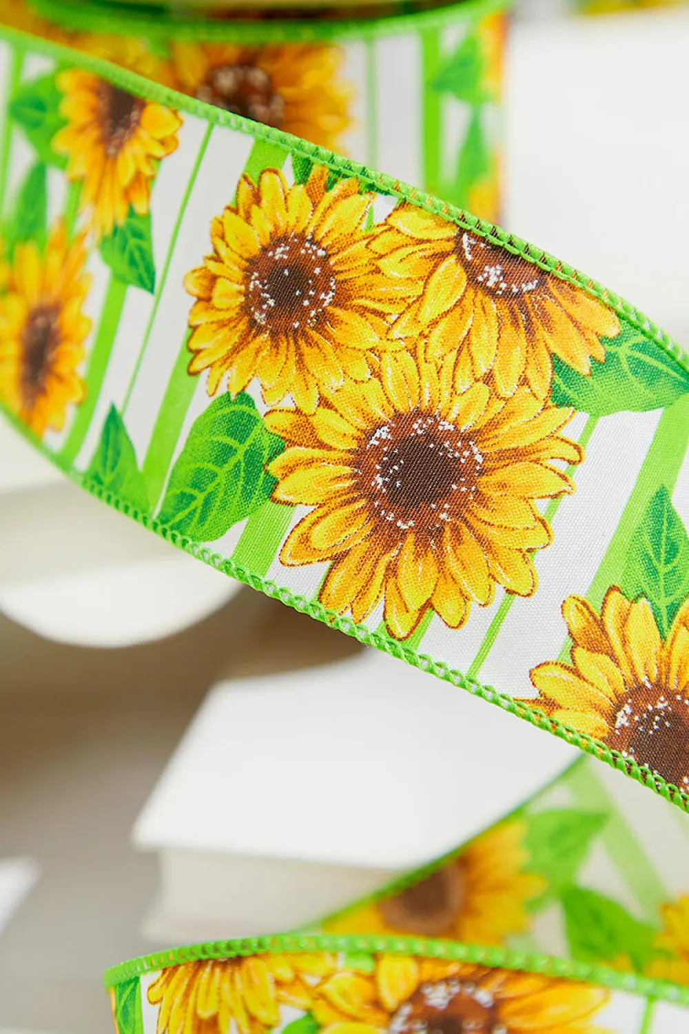 Decorator's Warehouse 2.5" x 10 Yard Green Sunflower Ribbon > Christmas Decor|Spring Decor
