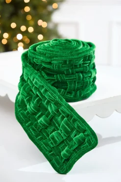 Decorator's Warehouse 5" x 3 Yard Green Velvet Braided Ribbon > Christmas Ribbon|Christmas Decor