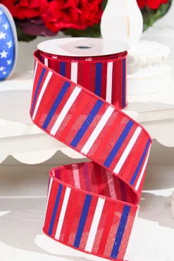 Decorator's Warehouse 2.5" x 10 Yard Horizontal Stripe Red, White & Blue Ribbon > Patriotic Decor|Patriotic Decor