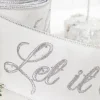 Decorator's Warehouse 4" x 5 Yard Let It Snow White Embroidered Ribbon > White Christmas|Christmas Decor