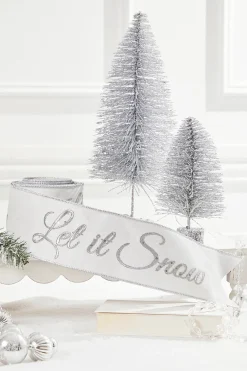 Decorator's Warehouse 4" x 5 Yard Let It Snow White Embroidered Ribbon > White Christmas|Christmas Decor