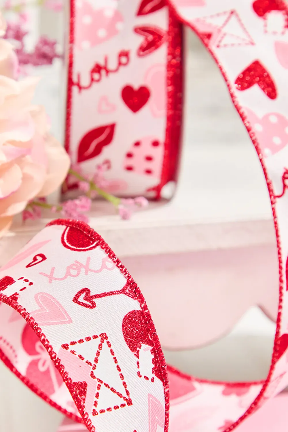 Decorator's Warehouse 1.5" x 10 Yard Letters/Hearts/ XOXO Patterned Ribbon > Valentine'S Ribbon|Christmas Decor