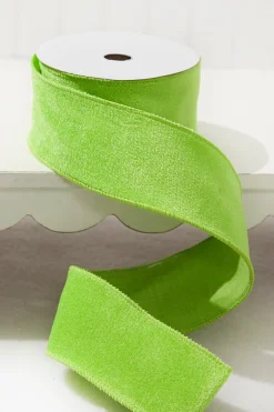 Decorator's Warehouse 2.5" x 10 Yard Lime Green Velvet Wired Ribbon > Christmas Decor|Christmas Ribbon