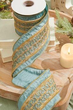 Decorator's Warehouse 4" x 5 Yard Metallic Gold Trim Dupion Ribbon > Christmas Ribbon|Christmas Decor