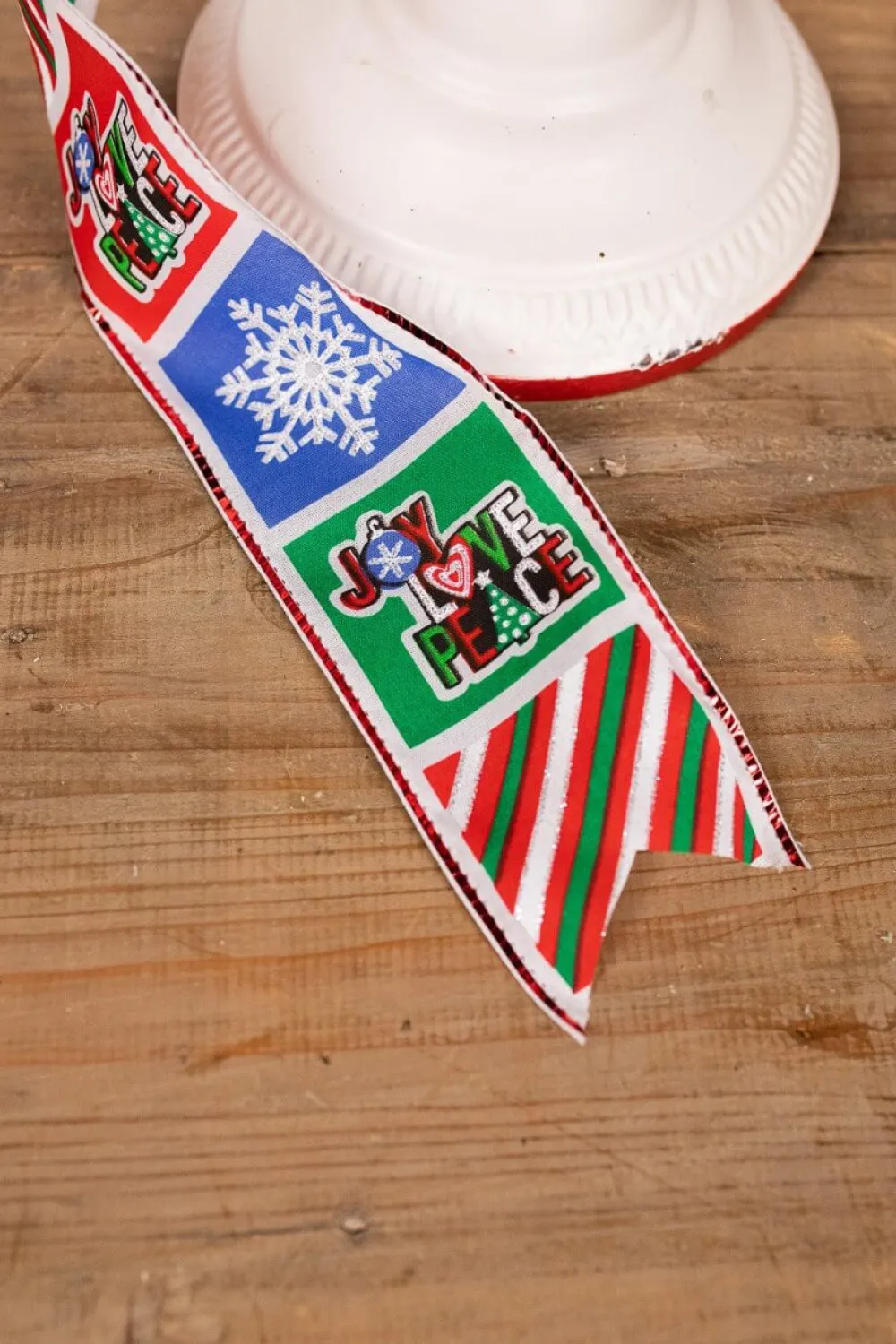 Decorator's Warehouse 2.5” x 10 Yard Multicolor Joy Love Peace Holiday Ribbon > Christmas Sale