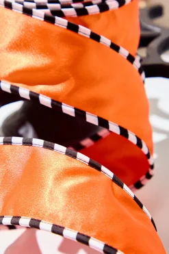 Decorator's Warehouse 2.5" x 10 Yard Orange Satin with Black & White Piping Ribbon > Halloween|Halloween