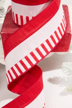 Decorator's Warehouse 4" x 10 Yard Peppermint Striped Ribbon > Christmas Ribbon|Valentine'S Ribbon