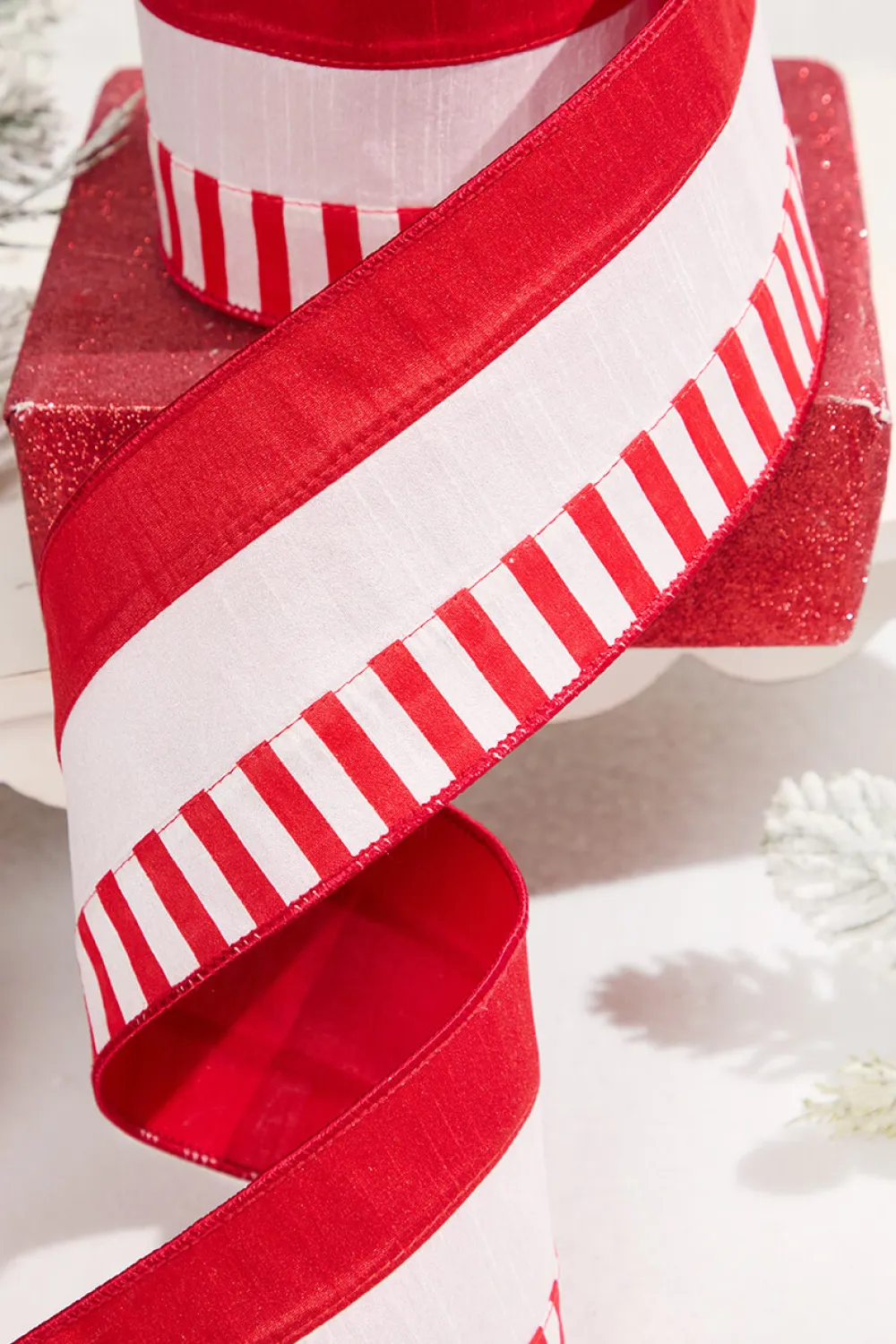 Decorator's Warehouse 4" x 10 Yard Peppermint Striped Ribbon > Christmas Ribbon|Valentine'S Ribbon