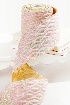 Decorator's Warehouse 4" x 5 Yard Pink Chadwick Dupioni Back Ribbon > Santa'S Sweet Shoppe|Christmas Ribbon