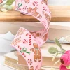 Decorator's Warehouse 2.5" x 10 Yard Pink Gingerbread with Candy Ribbon > Christmas Decor|Christmas Ribbon