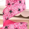 Decorator's Warehouse 2.5" x 10 Yard Pink Glitter Spider Webs Halloween Ribbon > Halloween|Halloween