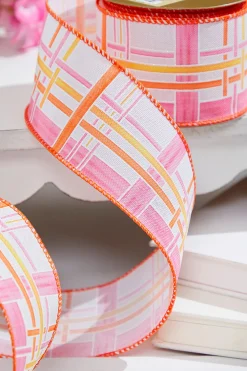 Decorator's Warehouse 2.5" x 10 Yard Pink/Orange Plaid Ribbon > Christmas Decor|Easter Ribbon