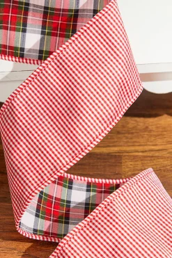 Decorator's Warehouse 4" x 10 Yard Plaid Gingham Double Sided Ribbon > Cardinal|Christmas Ribbon