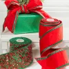 Decorator's Warehouse 4" x 5 Yard Red/Green Sequin Dupioni Ribbon > Best Sellers|Traditional