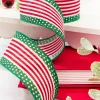 Decorator's Warehouse 2.5" x 10 Yard Red & Green Stripes with Polka Dots Ribbon > Christmas Decor|Christmas Ribbon