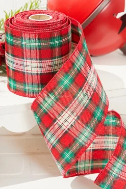 Decorator's Warehouse 4" x 10 Yard Red/Green/White Plaid Ribbon > Christmas Ribbon|Farmhouse