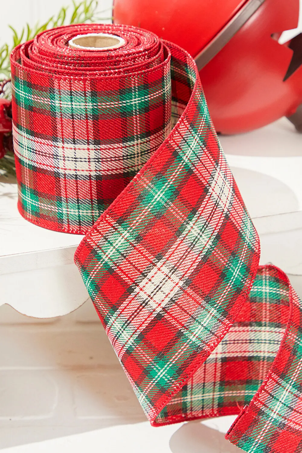 Decorator's Warehouse 4" x 10 Yard Red/Green/White Plaid Ribbon > Christmas Ribbon|Farmhouse