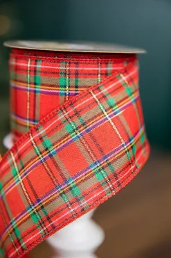 Decorator's Warehouse 2.5” x 10 Yard Red Green with Blue Plaid Ribbon > Christmas Ribbon|Nutcracker