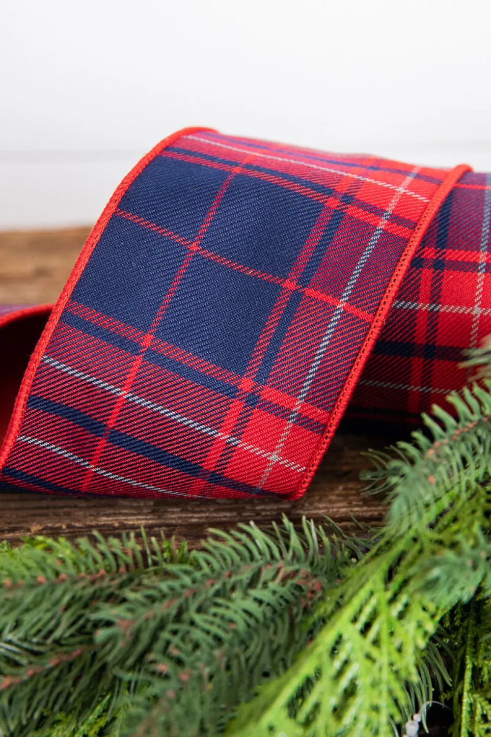 Decorator's Warehouse 4" x 5 Yard Red & Navy Plaid Check Ribbon > Christmas Ribbon|Christmas Sale