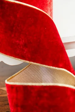 Decorator's Warehouse 4" x 5 Yard Red Sheldon Velvet Wired Ribbon > Christmas Ribbon|Nutcracker
