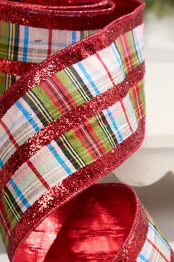 Decorator's Warehouse 4" x 10 Yard Red & White Plaid Pattern Ribbon > Christmas Decor|Christmas Ribbon