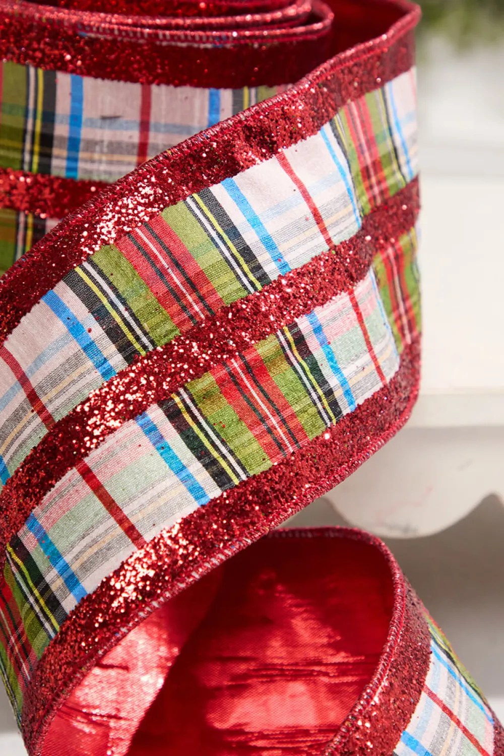 Decorator's Warehouse 4" x 10 Yard Red & White Plaid Pattern Ribbon > Christmas Decor|Christmas Ribbon