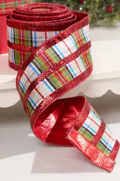 Decorator's Warehouse 4" x 10 Yard Red & White Plaid Pattern Ribbon > Christmas Decor|Christmas Ribbon