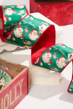 Decorator's Warehouse 4" x 10 Yard Retro Jolly Old Saint Nick Ribbon > North Pole Party|Christmas Decor