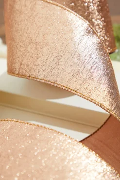 Decorator's Warehouse 4” x 10 Yard Rose Gold Aurora Jacquard Tissue Back Ribbon > Christmas Ribbon|Christmas Sale
