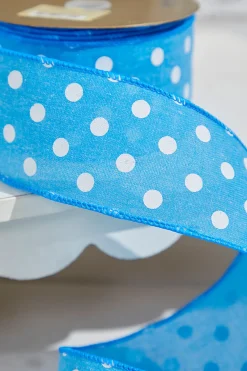 Decorator's Warehouse 2.5" x 10 Yards Bright Blue Polka Dot Ribbon > Easter Decor|Easter Decor