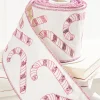 Decorator's Warehouse 4" x 5 Yard Sequin Embroidered Pink Candy Cane Ribbon > Christmas Ribbon|Christmas Decor
