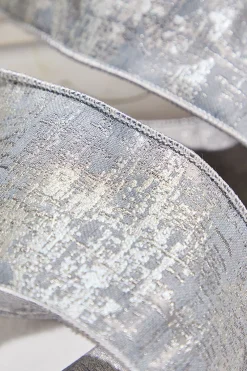 Decorator's Warehouse 4" x 5 Yard Silver Jacquard Dupion Ribbon > White Christmas|Christmas Ribbon