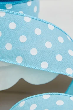 Decorator's Warehouse 2.5" x 10 Yards Light Blue Polka Dot Ribbon > Easter Decor|Easter Decor