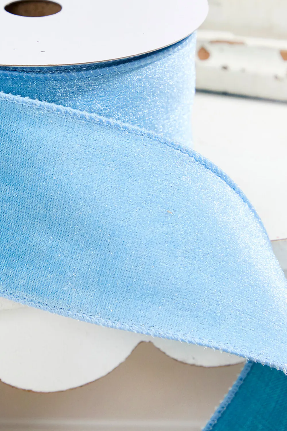 Decorator's Warehouse 2.5" x 10 Yard Soft Blue Wired Velvet Ribbon > Christmas Ribbon|Luxe Noel