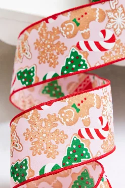 Decorator's Warehouse 2.5" x 10 Yards Pink Gingerbread Candy Cane Ribbon > Best Sellers|Christmas Decor
